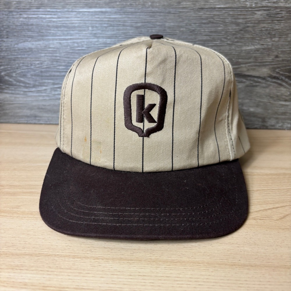 Vintage Keltgen Hat Cap Snapback Brown Pinstripe Seed Farming USA Made